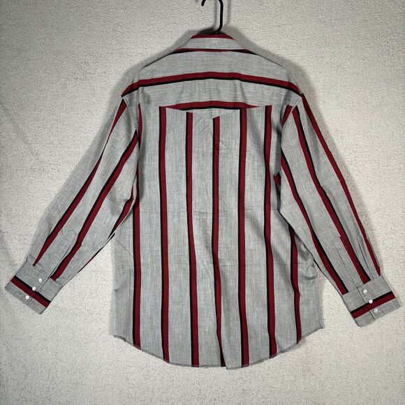 Vintage Wrangler Pearl Snap Shirt Men’s Size 16-34 Stripes Grey Red Cowboy Cut - Picture 8 of 10